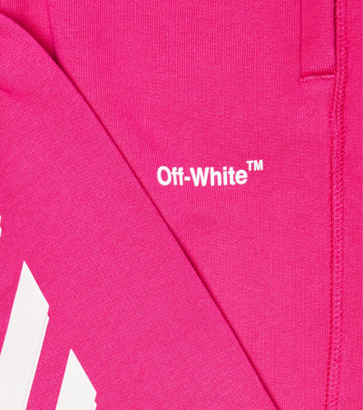 Shop Off-white Logo Cotton Jersey Sweatpants In Fuchsia White