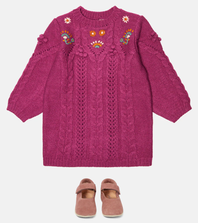 Shop Louise Misha Rejana Embroidered Sweater Dress In Raspberry