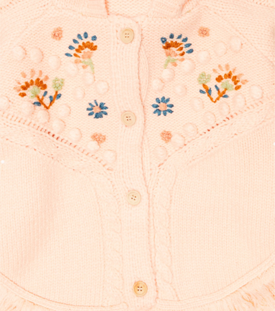 Shop Louise Misha Clara Embroidered Wool-blend Cardigan In Blush