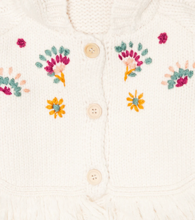 Shop Louise Misha Baby Clara Hooded Wool-blend Cardigan In Cream