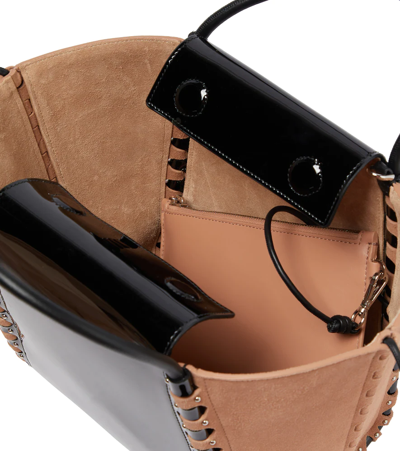 Alaïa Women's Le Hinge Suede & Patent Leather Tote In Rose Ancien/noir
