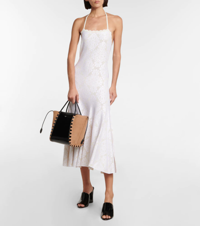 Alaïa Women's Le Hinge Suede & Patent Leather Tote In Rose Ancien/noir