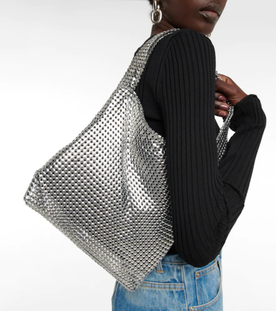 Shop Rabanne Pixel Chainmail Shoulder Bag In Silver