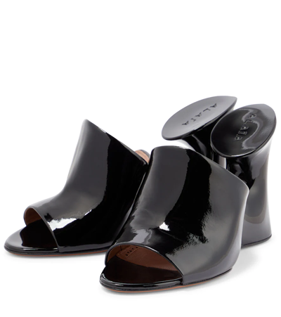 Shop Alaïa Sculpture Patent Leather Mules In Black