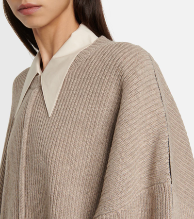 Shop Peter Do Oversized Wool And Cashmere Sweater In Sand