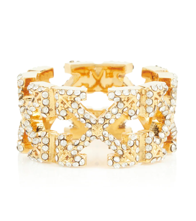 Shop Off-white Arrows Embellished Ring In Gold