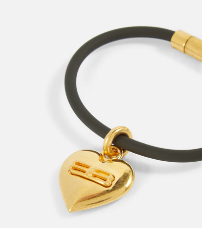 Shop Balenciaga Bb Icon Bracelet In Gold/black