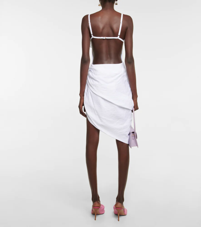 Shop Jacquemus La Robe Saudade Voile Minidress In White