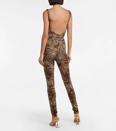 Shop Alexandre Vauthier Leopard-print Jersey Jumpsuit