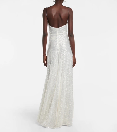 Shop Costarellos Kristina Sequined Tulle Gown In Off White