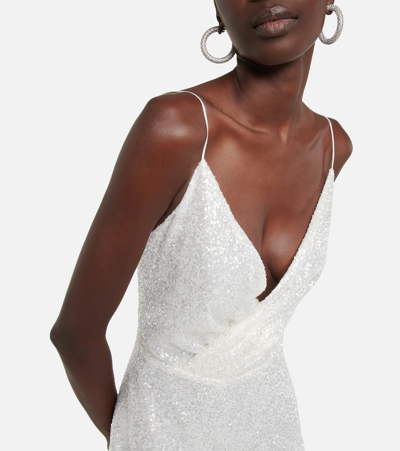 Shop Costarellos Kristina Sequined Tulle Gown In Off White