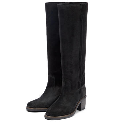 Isabel Marant Seenia Suede Knee-high Boots In Black