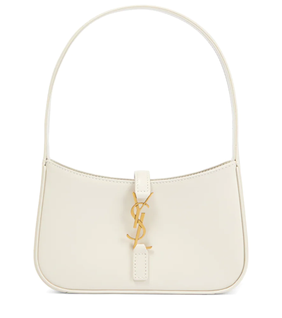 Saint Laurent Le 5 A 7 Mini Ysl Shoulder Bag In Smooth Leather In Blanc Vintage