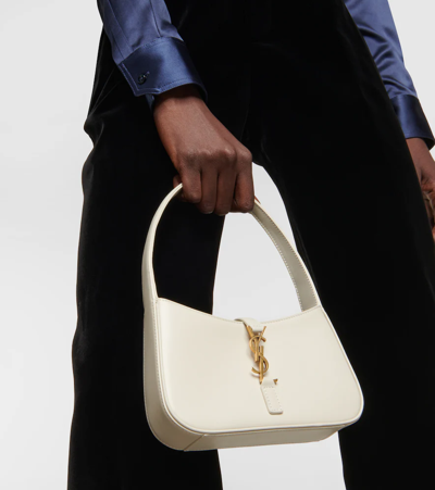 Saint Laurent Le 5 A 7 Mini Ysl Shoulder Bag In Smooth Leather In Blanc Vintage