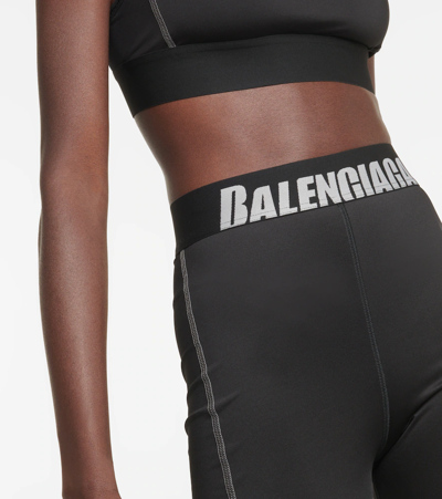 Shop Balenciaga Logo Biker Shorts In Black/grey