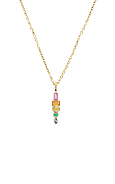 Shop Sorellina Totem 18k Yellow Gold Sapphire; Emerald Necklace In Multi
