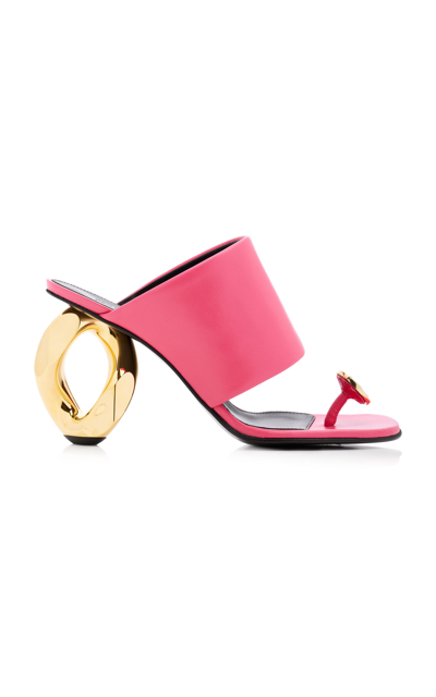 Shop Jw Anderson Women's Diamond-embellished Leather Sandals In Pink