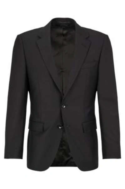 Shop Hugo Boss Single-breasted Jacket In Stretch Wool In Black