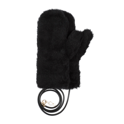 Shop Max Mara Ombrato Teddy Gloves In Black