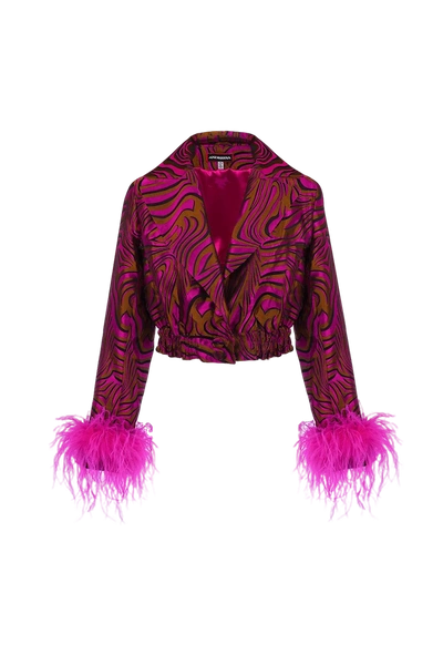 Andreeva Raspberry Marilyn Jacket With Feathers