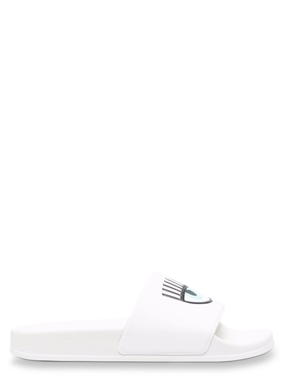 Shop Chiara Ferragni Women's Slippers -  - In White Synthetic Fibers
