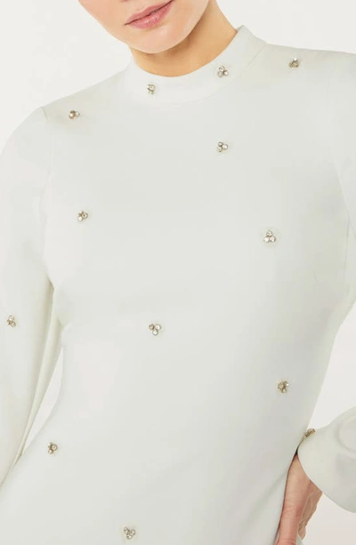 Shop Likely Phillips Crystal Embellished Long Sleeve Cutout Sheath Dress In White