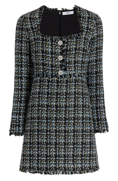 Shop Likely Robin Plaid Tweed Long Sleeve Sheath Dress In Black/ Blue Multi