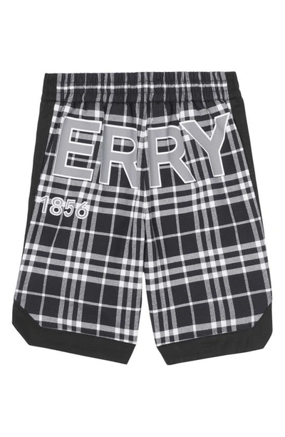 Shop Burberry Kids' Zion Mixed Media Shorts In Black