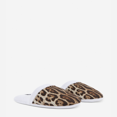 Dolce & Gabbana Leopard-print Terry Slippers In Multicolor