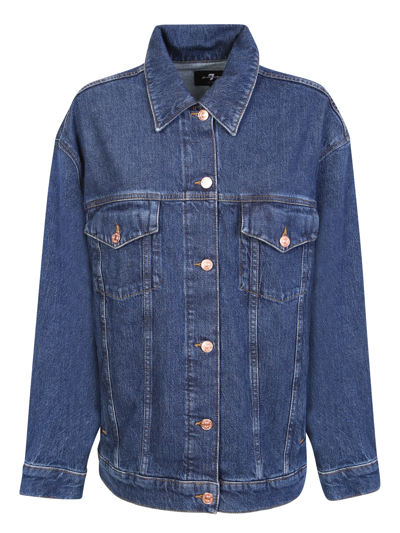Shop 7 For All Mankind Oversized Denim Jacket By . Informal And Cool Style, Ideal For Th In Blue