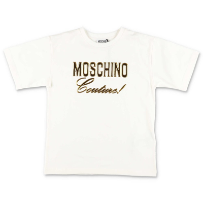 Shop Moschino Kids Logo Printed Crewneck T In White