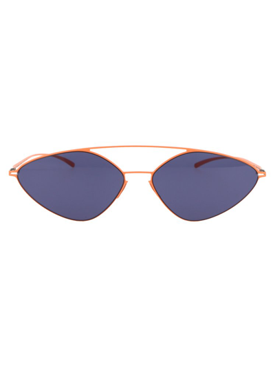 Shop Mykita X Maison Margiela Oval Frame Sunglasses In Orange