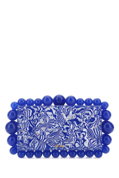 Shop Cult Gaia Logo Detailed Embellished Clutch Bag In Blue