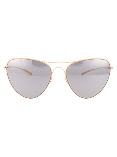 Shop Mykita X Maison Margiela Oval Frame Sunglasses In Gold