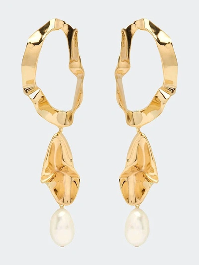 Shop Sterling King Inside Out Pearl Drop Statement Earrings In Gold
