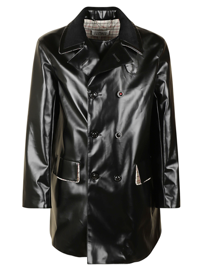 Shop Maison Margiela Double-breast Shiny Jacket In Black
