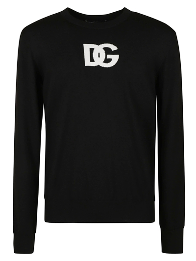 Shop Dolce & Gabbana Chest Logo Embroidered Sweater In S9000