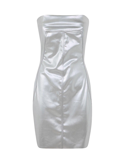 Shop Rick Owens Sleeveless Zipped Mini Dress In Argento