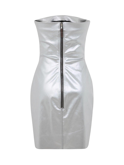 Shop Rick Owens Sleeveless Zipped Mini Dress In Argento