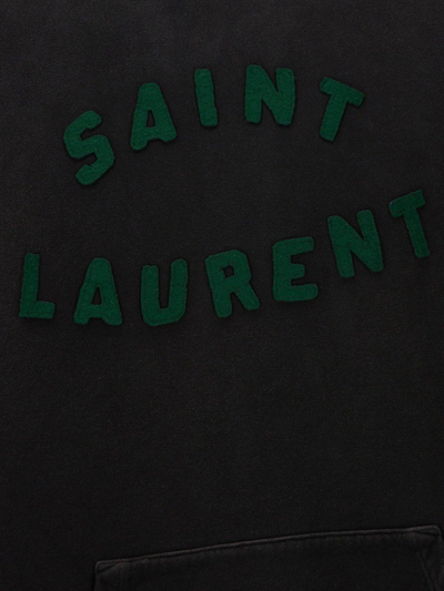 Shop Saint Laurent Logo Detailed Drawstring Hoodie In Nero Multicolor