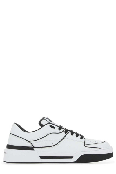 Shop Dolce & Gabbana New Roma Lace-up Sneakers In Bianco Nero