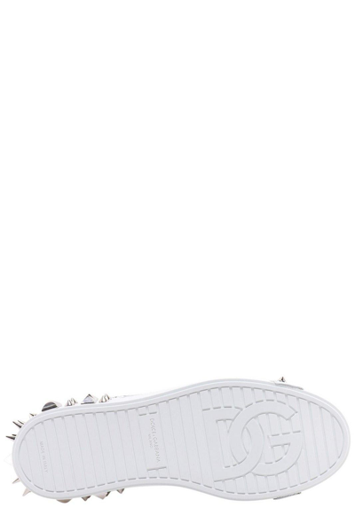 Shop Dolce & Gabbana Portofino Stud Embellished Lace-up Sneakers In Bianco Multicolor