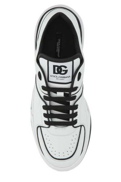 Shop Dolce & Gabbana New Roma Lace-up Sneakers In Bianco Nero