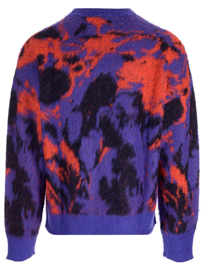 Shop Msgm Abstract Graphic Jacquard Knit Jumper In Violet