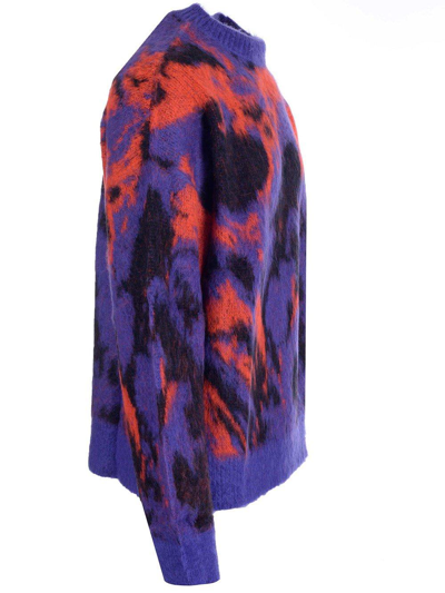 Shop Msgm Abstract Graphic Jacquard Knit Jumper In Violet