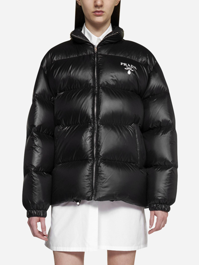 Shop Prada Quilted Re-nylon Padded Jacket In Black