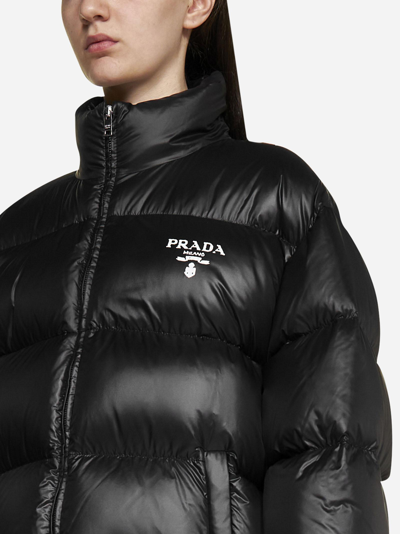 Prada Black Re-nylon Padded Jacket With Logo | ModeSens