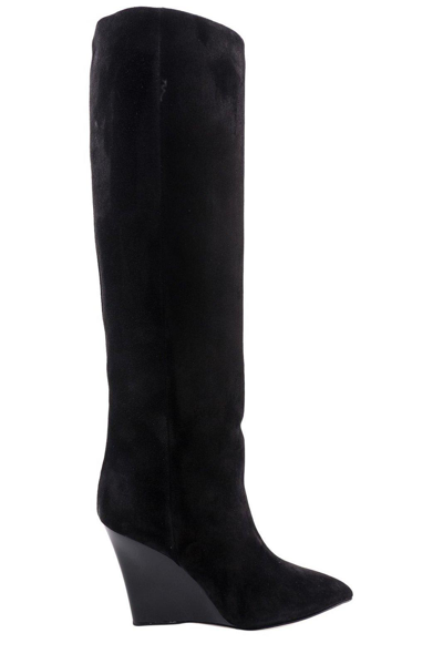 Paris Texas Suede Leather Wanda Boots In Black | ModeSens