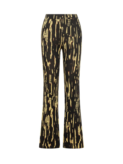 Shop Ambush Graphic Printed Slit Flared Pants In Giallo Fluo