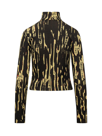 Shop Ambush Graphic Print Cropped Long-sleeved Top In Giallo Fluo